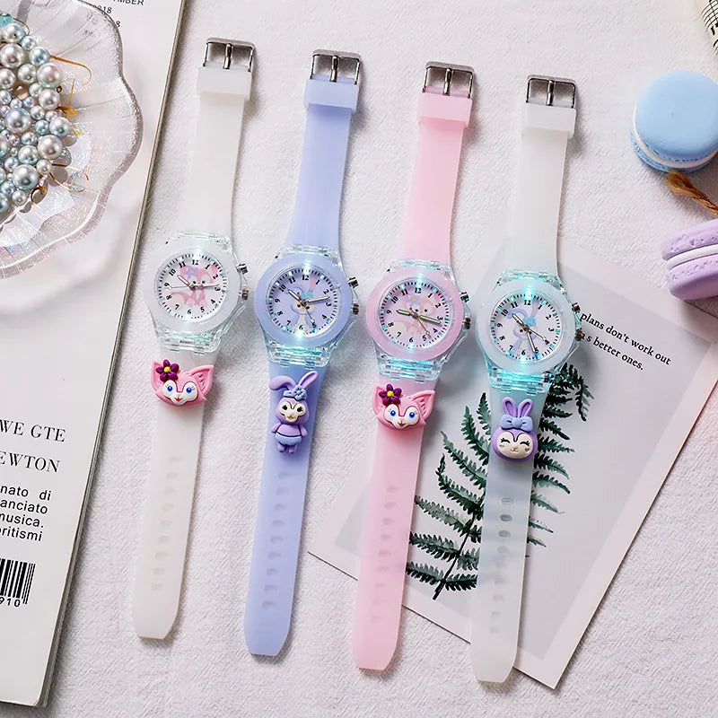 3D Mickey enfants montres filles couleur Source de lumière Silicone Minnie enfants montre dames Quartz horloge cadeaux Relogio Feminino