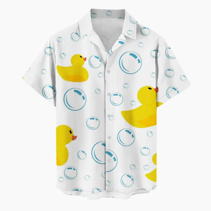 Chemise hawaïenne à manches courtes pour hommes, vêtements College de canard de dessin animé 3D, bouton de mode, streetwear à revers, chemises d'été, nouveau