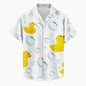 Chemise hawaïenne à manches courtes pour hommes, vêtements College de canard de dessin animé 3D, bouton de mode, streetwear à revers, chemises d'été, nouveau