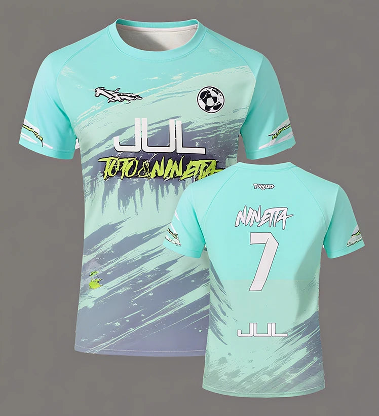 Uniformes de football de la série JUL 90 minutes, T-shirts respirants pour sports de plein air pour hommes et femmes, à séchage rapide, hauts courts pour adultes