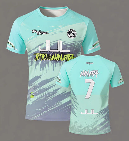 Uniformes de football de la série JUL 90 minutes, T-shirts respirants pour sports de plein air pour hommes et femmes, à séchage rapide, hauts courts pour adultes