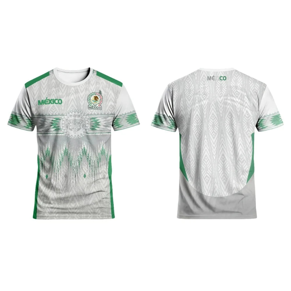 Mexique 3D imprimé maillot de Football T-shirts 2025 été hommes femmes mêmes T-shirts à séchage rapide Sports de plein air hauts vêtements d'entraînement