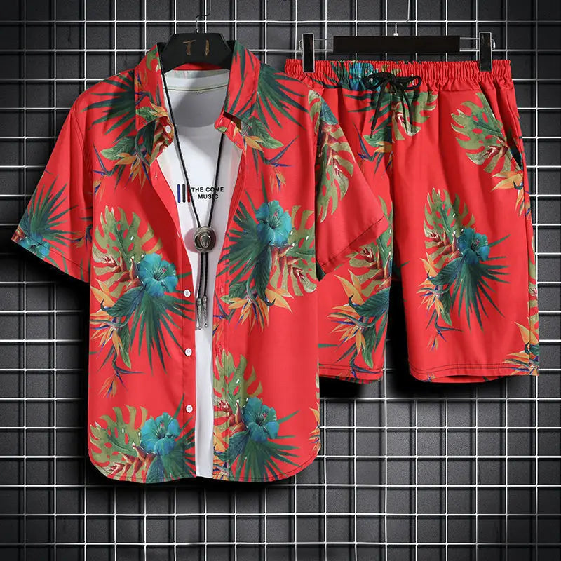 Vêtements de plage pour hommes, ensemble 2 pièces chemise et short hawaïens à séchage rapide, vêtements à la mode imprimés, tenues décontractées d'été