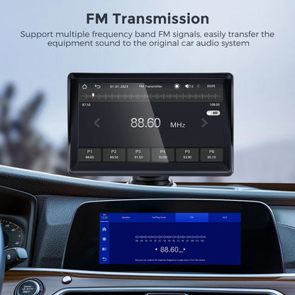 Autoradio Android sans fil avec transmetteur FM, lecteur de limitation stéréo, BT, WiFi, AUX, écran USB, 7 pouces