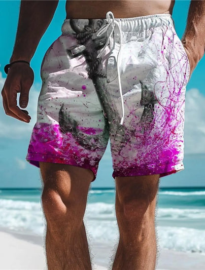 Short de bain pour hommes, maillot de bain avec cordon élastique, séchage rapide, court, plage hawaïen, décontracté, noir, blanc, micro-élastique