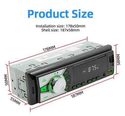 Autoradio universel lecteur MP3 FM/BT/AUX/USB/TF/téléphone portable charge 7 couleurs lumières câblage Protection voiture Audio