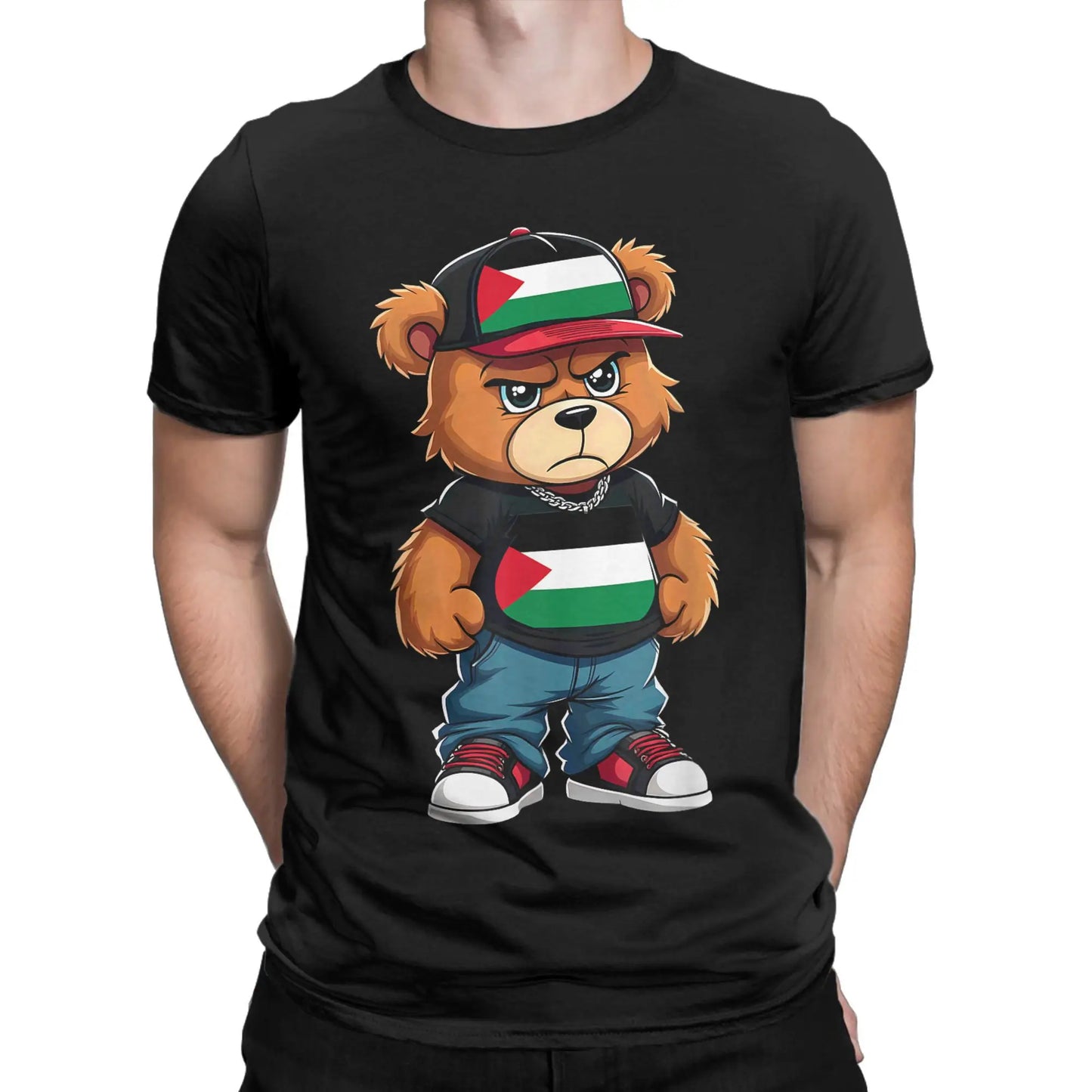 Drapeau palestinien ours en peluche Palestine T-Shirt pour Couple T-Shirts d'été col rond T-Shirt populaire grande taille vêtements bon marché