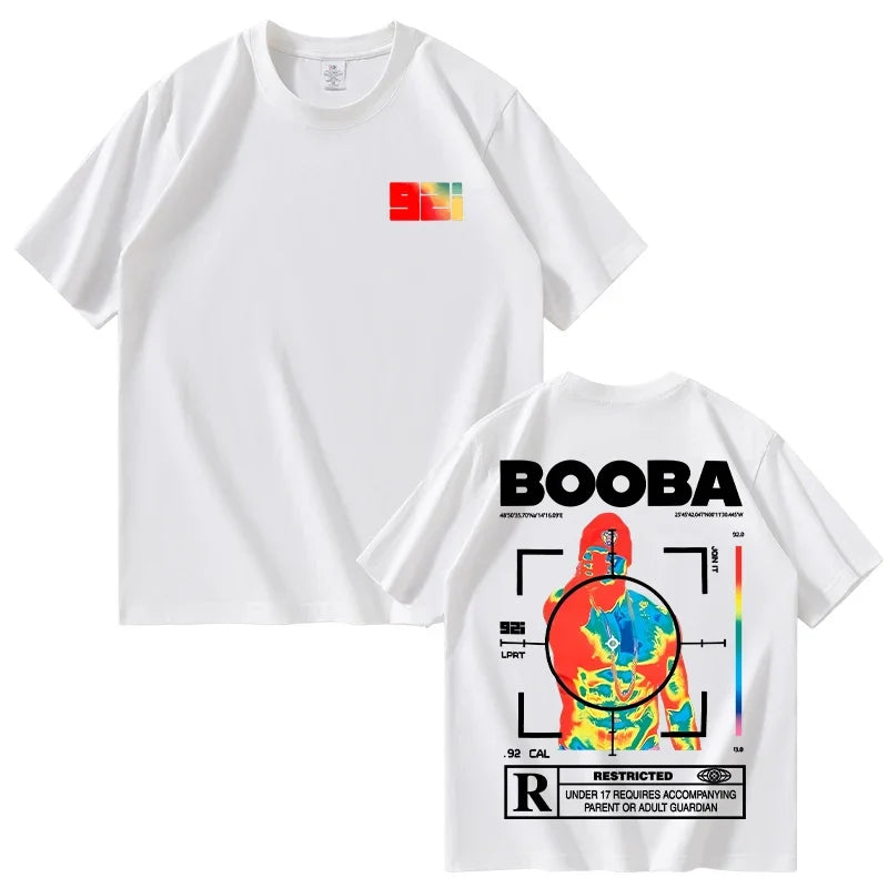 B2O T-shirts hommes mode créative BOOBA imprimé à manches courtes t-shirt femmes décontracté Harajuku Streetwear t-shirt hauts