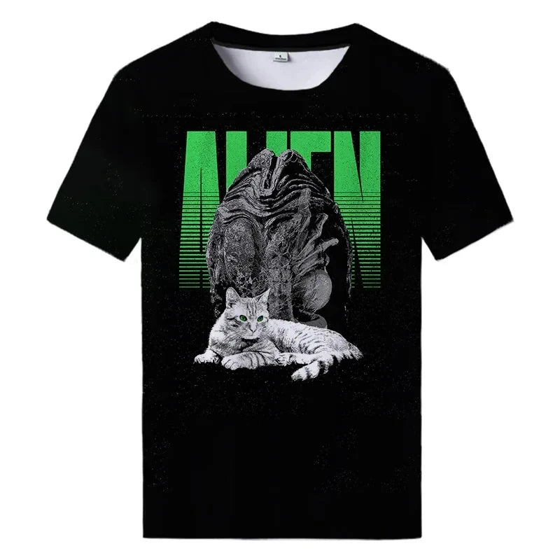 Été nouveau Alien Art impression 3D T-shirt pour hommes vêtements quotidien T-shirt style décontracté horreur Alien film graphique Harajuku hauts t-shirts