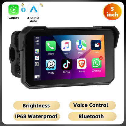 Podofo 5 ''IPS écran moto Carplay Android réglage automatique de la luminosité IP68 étanche Bluetooth 5.0 lecteur d'écran intelligent