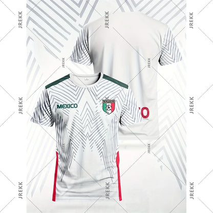 Maillot de Football du mexique T-shirt hommes vêtements rue décontracté col rond t-shirts impression 3D rayure mode été Sport équipe T-shirt haut