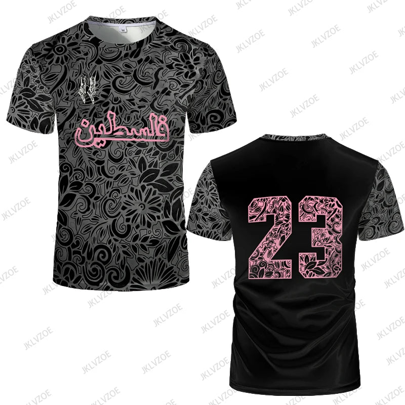 Maillot de Football Palestine pour femmes et hommes, t-shirt de luxe imprimé numérique, uniforme d'été drapeau palestinien, hauts surdimensionnés décontractés