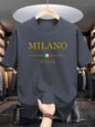T-shirt manches courtes col rond homme, 100 coton, à la mode, décontracté, ample, grande taille, motif MILANO ITALIA imprimé, sport, été