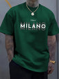 Été hommes 100% pur coton décontracté coupe ample grande taille italie MILANO imprimé confortable col rond à manches courtes T-shirt haut