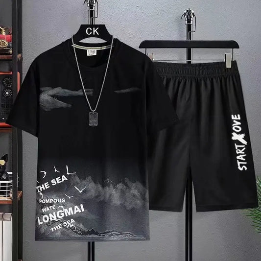 Costumes à la mode pour hommes, ensemble Short et haut d'été, tenue de gymnastique, t-shirt à manches courtes pour étudiants, ensemble 2 pièces, survêtements décontractés pour hommes