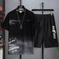 Costumes pour hommes été décontracté à manches courtes T-shirt + Shorts ensembles pantalons de survêtement Anime sportif deux pièces élégant Sport tenue T-shirts