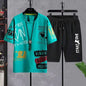 Costumes pour hommes été décontracté à manches courtes T-shirt + Shorts ensembles pantalons de survêtement Anime sportif deux pièces élégant Sport tenue T-shirts