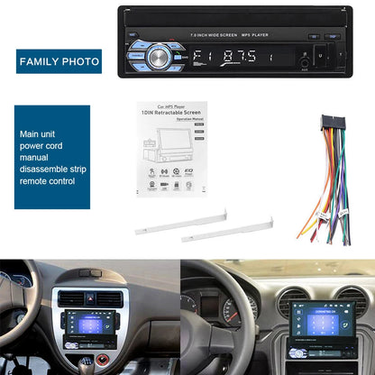 Autoradio avec écran tactile rétractablePodoNuremberg , Bluetooth, FM, USB, EQ, 4 cœurs, 7 ", lecteur MP5, Mirrorexhaus, 1Din