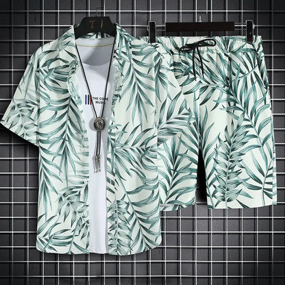 Vêtements de plage pour hommes, ensemble 2 pièces chemise et short hawaïens à séchage rapide, vêtements à la mode imprimés, tenues décontractées d'été