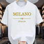 T-shirt manches courtes col rond homme, 100 coton, à la mode, décontracté, ample, grande taille, motif MILANO ITALIA imprimé, sport, été