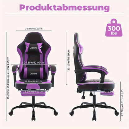 Game Chair, Computer Chair, Ergonomic Game Chair With Foot Pedals, Office Chair, Ergonomic Computer Chair With Lumbar Support, Adjustable Height Gaming Chair, Available In Black, Yellow, Green