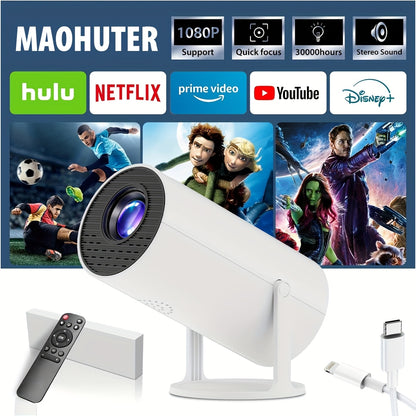 1080P Projector Portable Mini, Fast Focusing, Low Noise Design, Multi-Device Connection, Ideal for Camping, Home Theater, Travel, Office Use, Gift-Ready