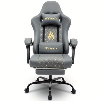 Gaming Chair with Footrest, Computer Ergonomic Video Game Chair, Adjustable Swivel Chair with Lumbar Support, PC Chair, Office Chair, Black