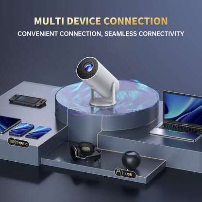 1080P Projector Portable Mini, Fast Focusing, Low Noise Design, Multi-Device Connection, Ideal for Camping, Home Theater, Travel, Office Use, Gift-Ready