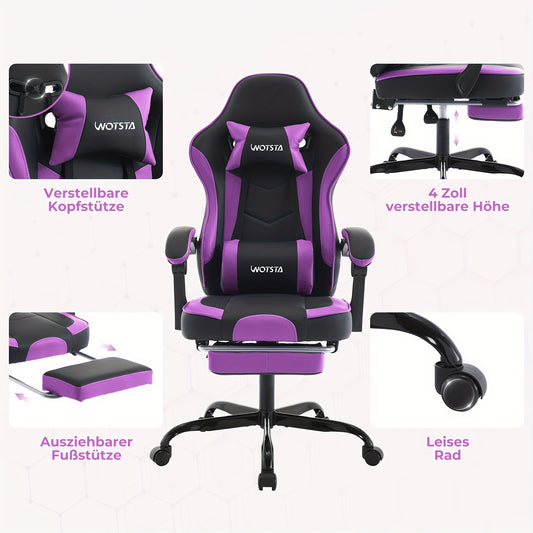 Game Chair, Computer Chair, Ergonomic Game Chair With Foot Pedals, Office Chair, Ergonomic Computer Chair With Lumbar Support, Adjustable Height Gaming Chair, Available In Black, Yellow, Green