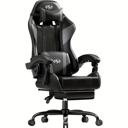 HLDIRECT Gaming Chair, Ergonomic Gaming Chair with Pocket Spring Cushion, Racing Gamer Chair with Footrest, Lumbar Support, Adjustable Office Chair 150kg Load Capacity, PC Chair, Gaming Recliner, Gaming Setup Accessories, Gam