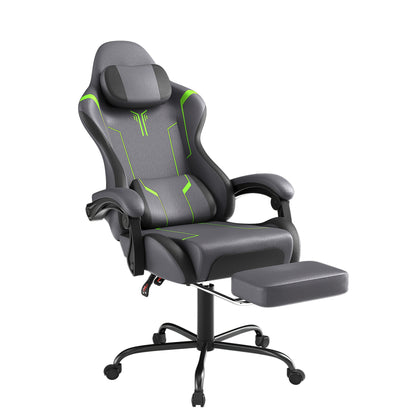 Gaming Chair Ergonomic With Adjustable Lumbar Cushion & Headrest Cushion & Armrests & Footrest Office Chair PC Computer Chair 135° Tilt Racing Gamer Chair, 150 Kg Load Capacity